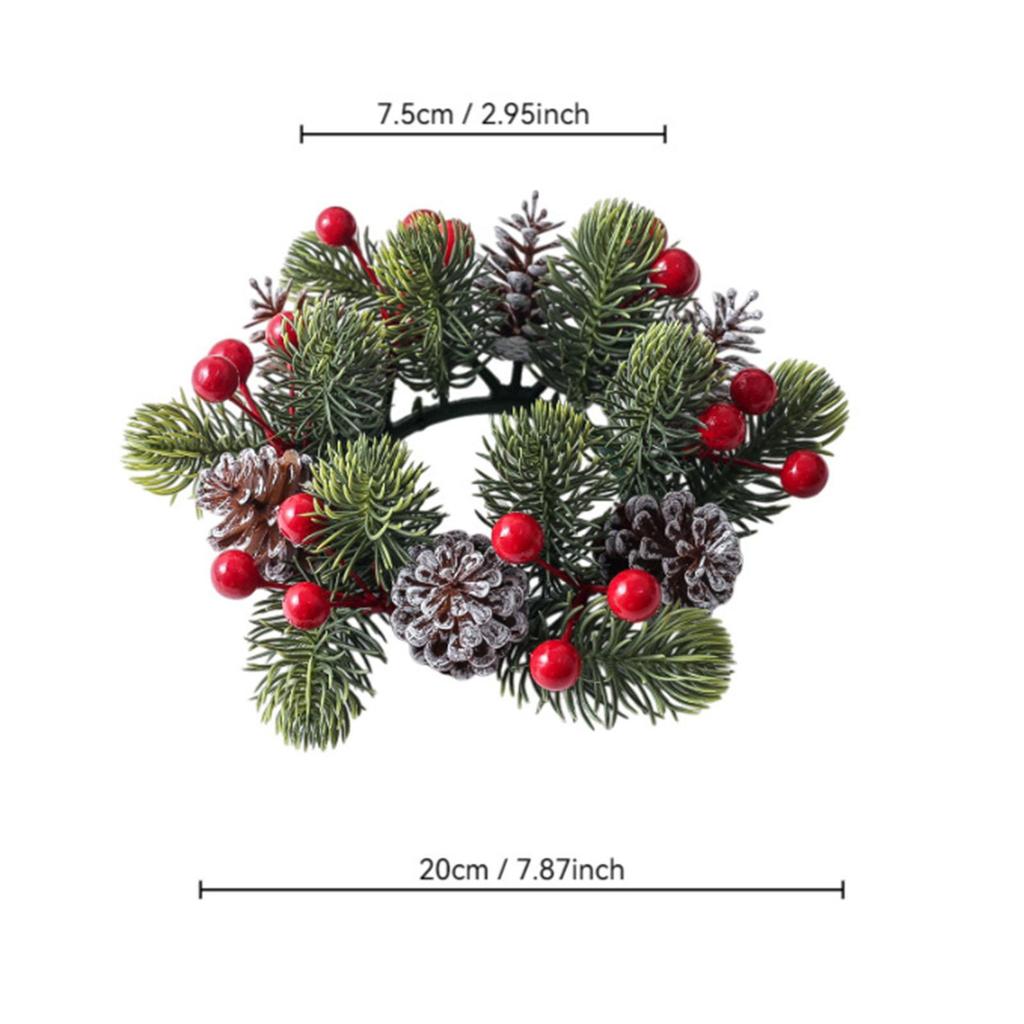 Floral Candle Rings Wreaths Decorative Plastic Greenery Centerpiece for Wedding Candlestick and Home Decoration