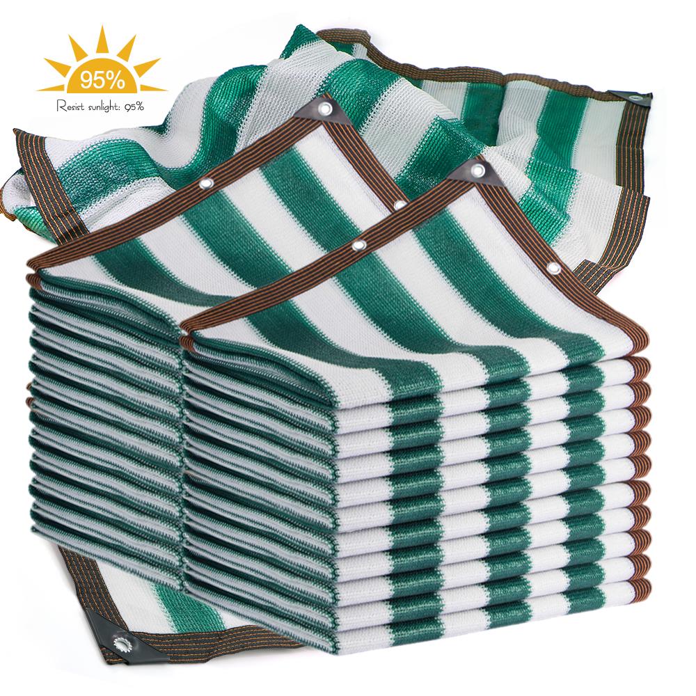 

95% затеняющая сетка от солнца белая темно-зеленая полоса с люверсом садовая тканевая сетка для теплицы патио бассейна растений