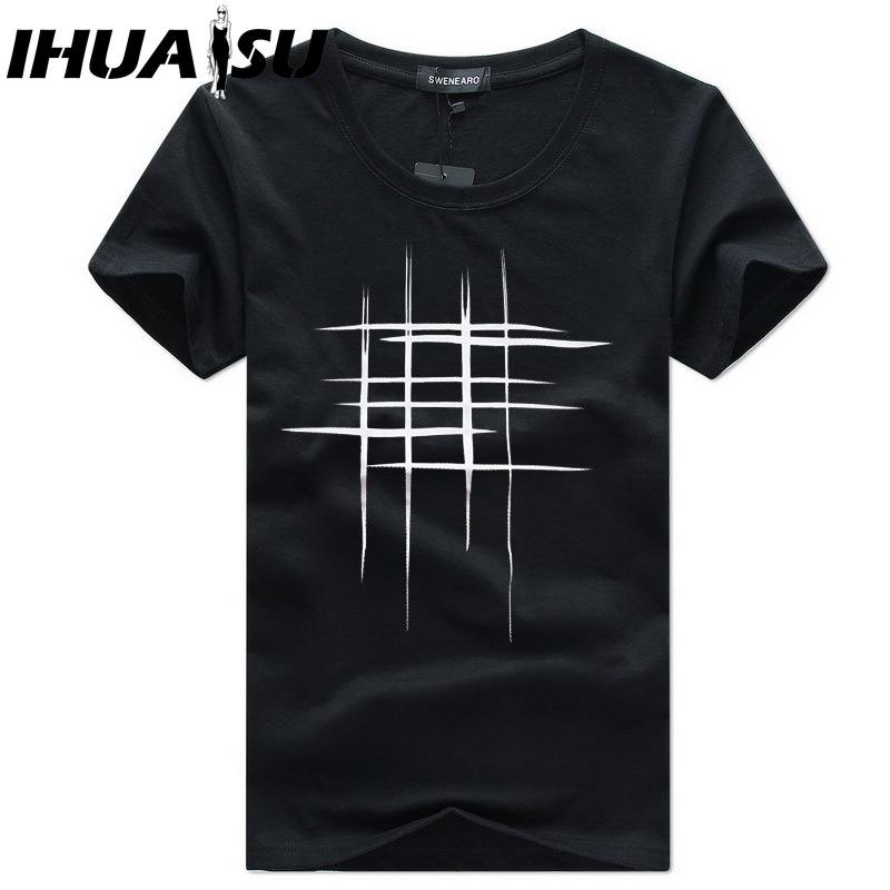 IHUASU Bavlněné tričko s krátkým rukávem Pánská móda Košile s volným polovičním rukávem Košile s potiskem