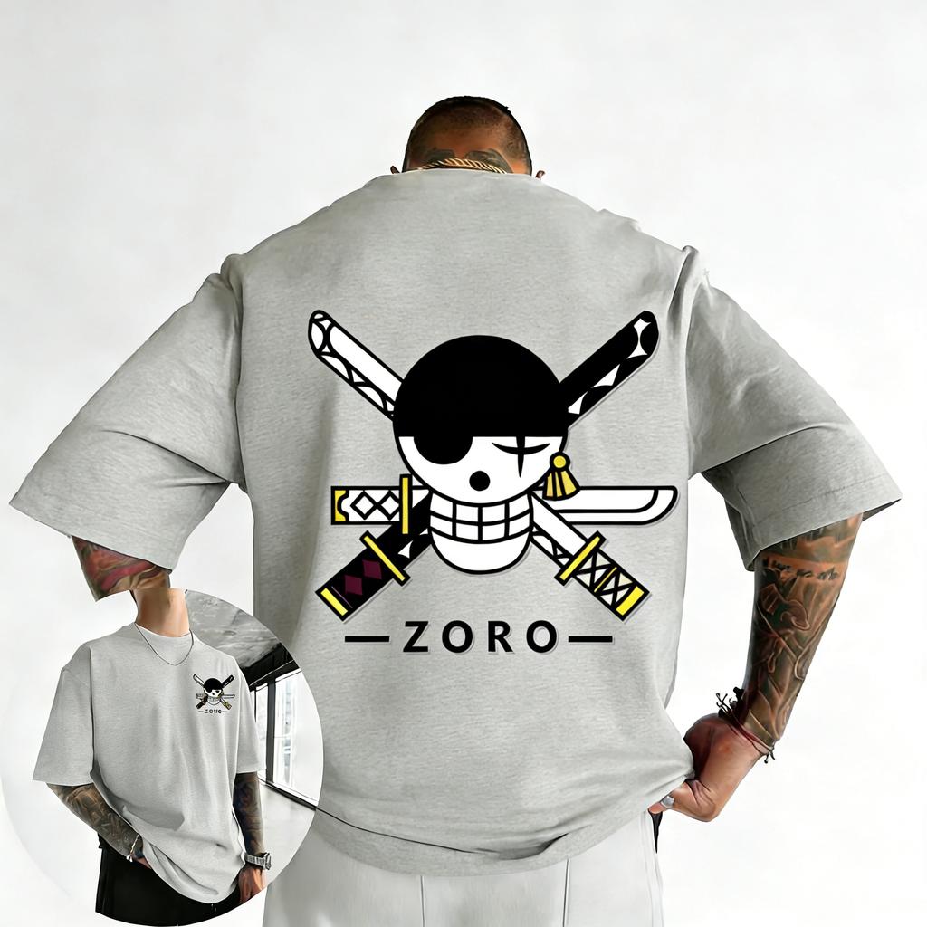 One Piece Anime Roronoa Zoro Printed Cotton Tshirt 2026 Summer New Unisex Harajuku Large Loose Casual Y2k Parent Child Top