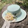 Lace flower flat top straw hat women's new summer outdoor travel sun protection sun hat seaside vacation beach hat
