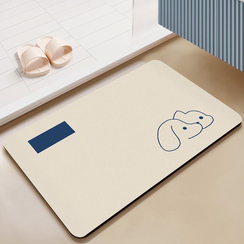 Badezimmer saugfähige Bodenmatte, Badezimmertür Fußmatte, Kieselgur schnelltrocknender Teppich rutschfest Cartoon verschleißfest