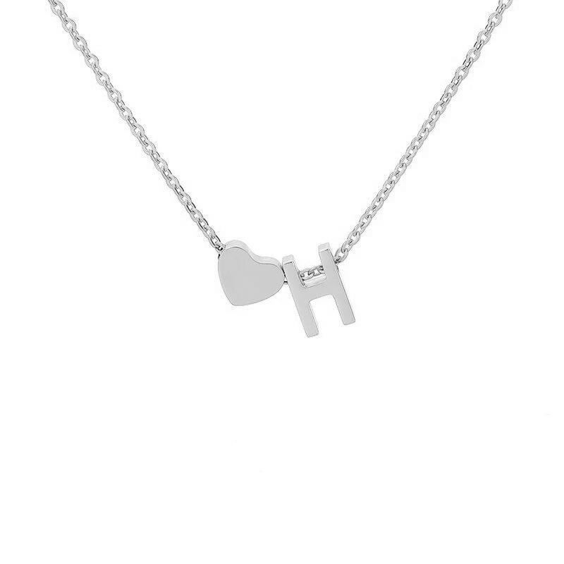 Stainless Steel Gold Heart & Alphabet Bead Necklace A-Z