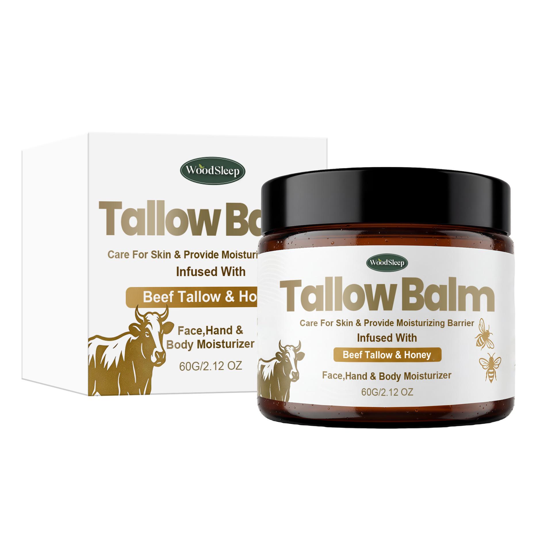 

WOODSLEEP Butter Honey Moisturizing Cream: High-quality beef tallow extract for gentle hydration, moisturization, and a refreshing non-greasy feel.
