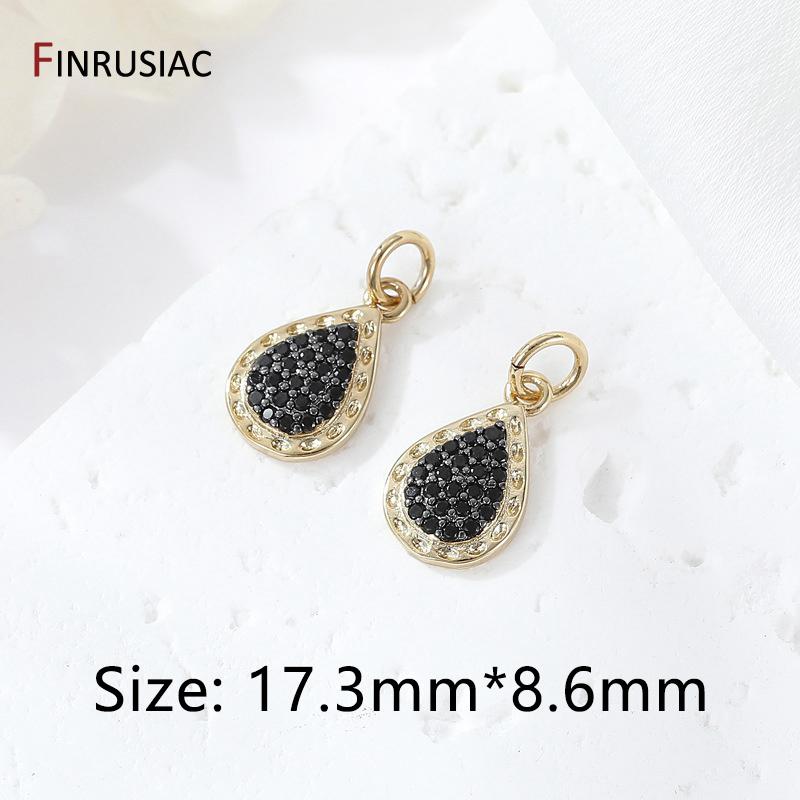 

14K Gold Plated Brass Inlaid Obsidian Water Drop Charms For Necklace Making Supplies, Trendy Round Pendants For Jewelry Making 1 piece