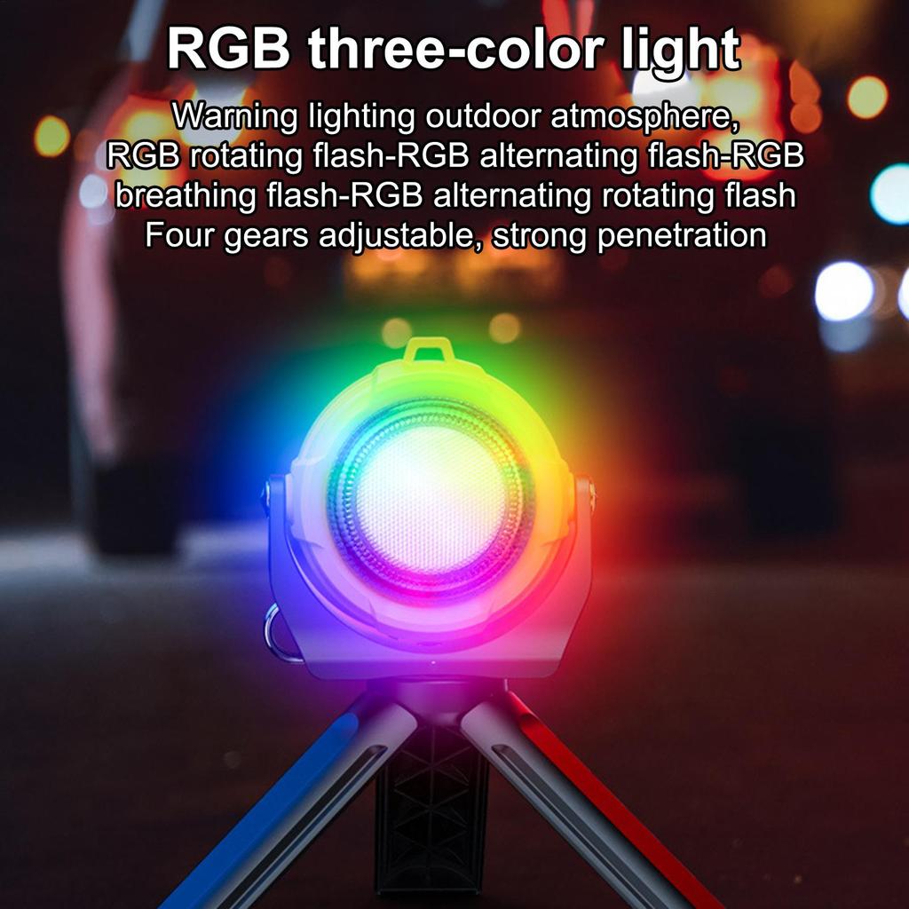 Rechargeable LED Work Light RGB Portable Work Light Solar Charging Magnetic Multi-mode Waterproof Lamp For Car Job Site Outdoor