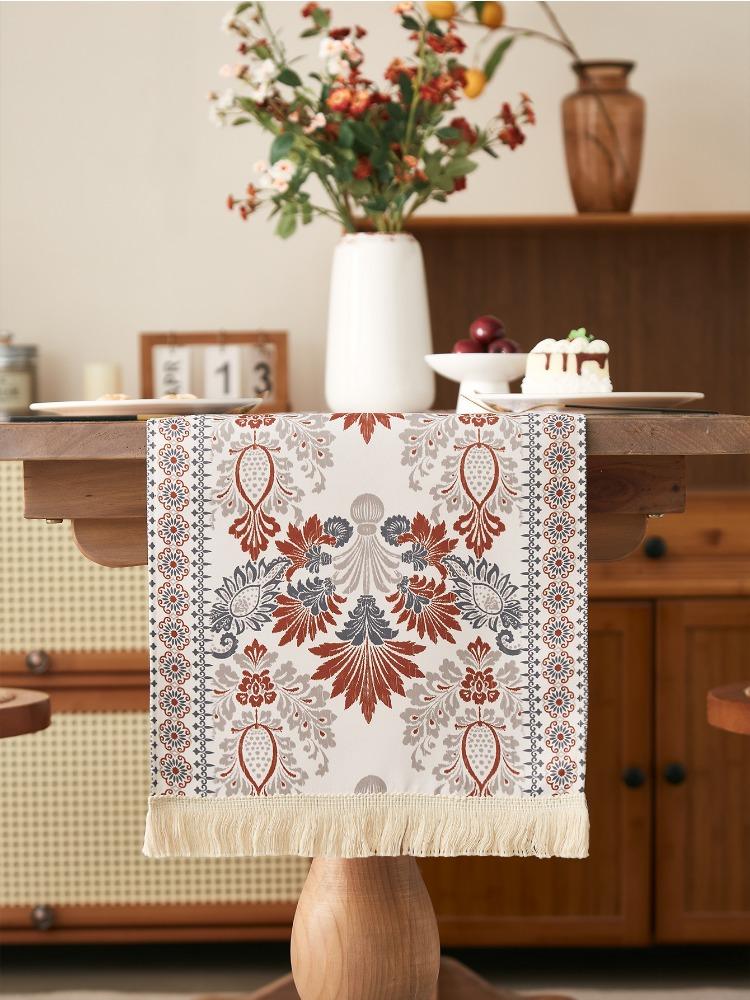 New Chinese Classical Printing Table Flag Decoration Classical Painting Table Flag Color Table Towel Household Dining Table Tea Party