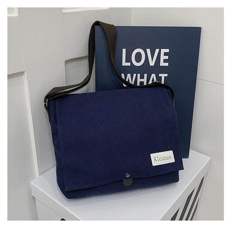 School bag Japanese casual versatile student shoulder bag lazy style ins literary messenger bag tooling canvas bag messenger bag