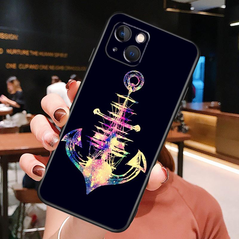 Nautical Anchor Boat Sea Phone Case For iPhone 16 Pro Max 15 14 13 12 11 Pro Max Plus 12 13 Mini XR 16e Funda Cover