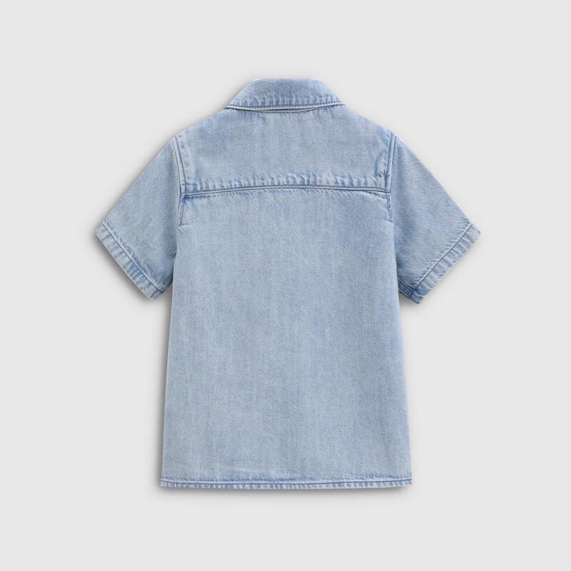 Gap Toddler Unisex Bear Embroidery Denim Short Sleeve Shirt