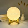 White Frosted Round Ball Night Light with Wooden Stand for Homestay Tabletop and Bedroom Bedside Ambient Decoration