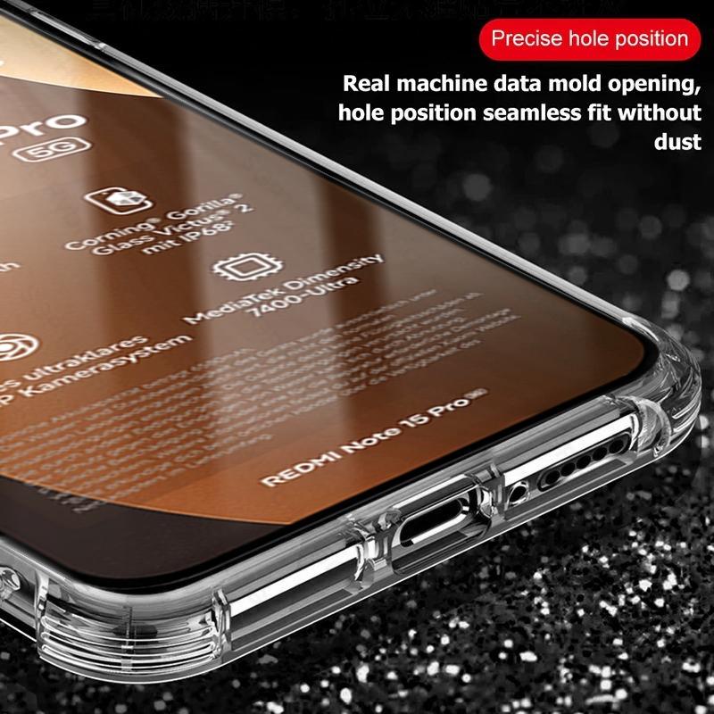 Redmy Note15Pro Transparent Case For Redmi Note 15 Pro+ Pro Plus 5G 4G Soft Silicone Airbags Shockproof Coque Note15Pro+ Note15