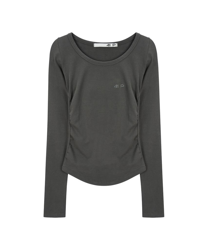 Sailpeulei Shirring Long Sleeve Tee / Charcoal