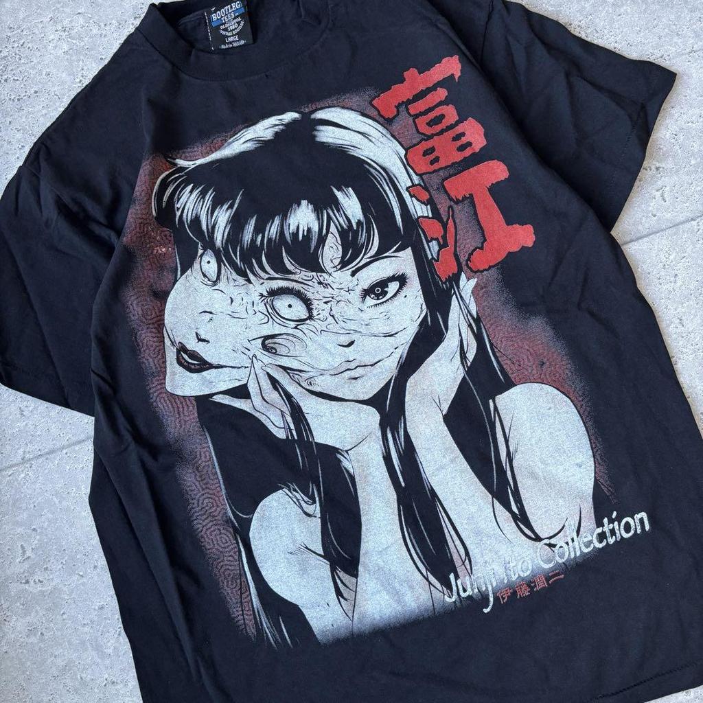 [USED] Junji Ito Tomie Subculture Horror T-Shirt, Size L, Black, Short Sleeve, Anime