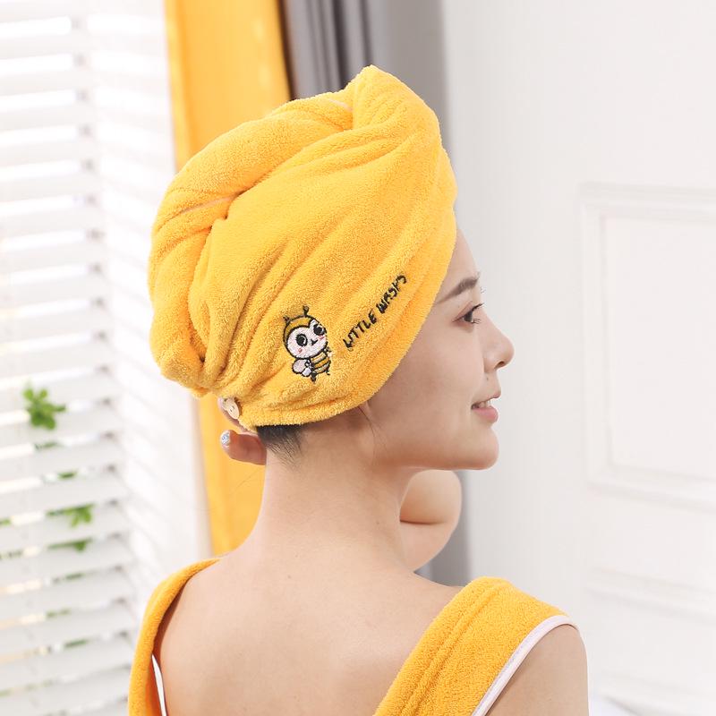 

Coral Fleece Shower Cap: Soft, Breathable, Embroidered Hair-Drying Towel 25x65 cm