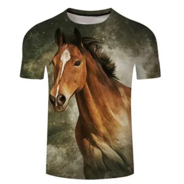 

Men s Summer Round Neck Fashionable Horse Print Casual Comfortable 3D Printed Creative Colorful T-shirt 6XL