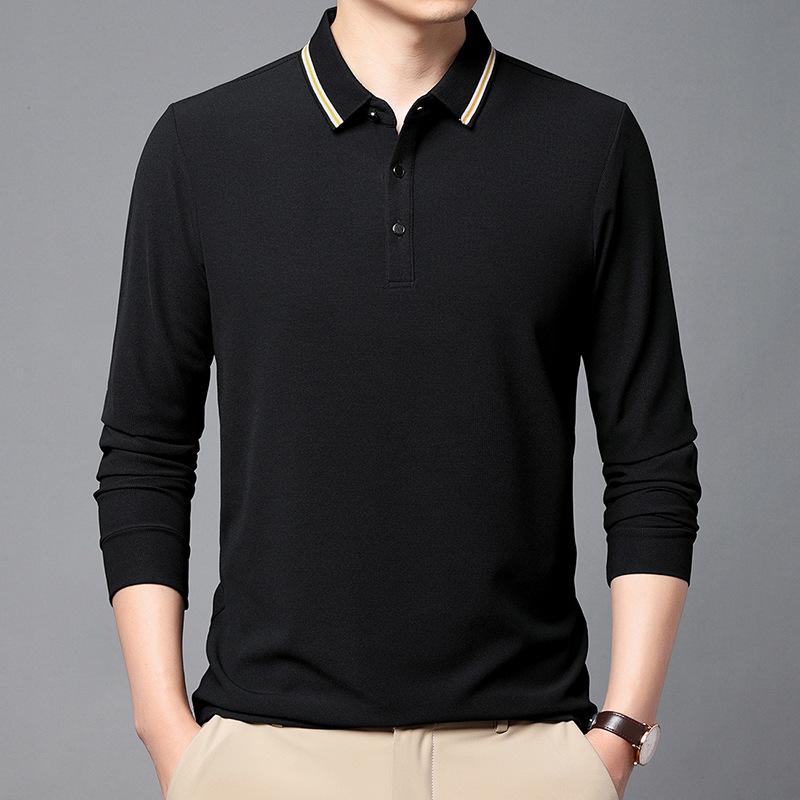 Рубашка поло мужская с длинным рукавом повседневная новая осенняя свободная полосатая — фото 4