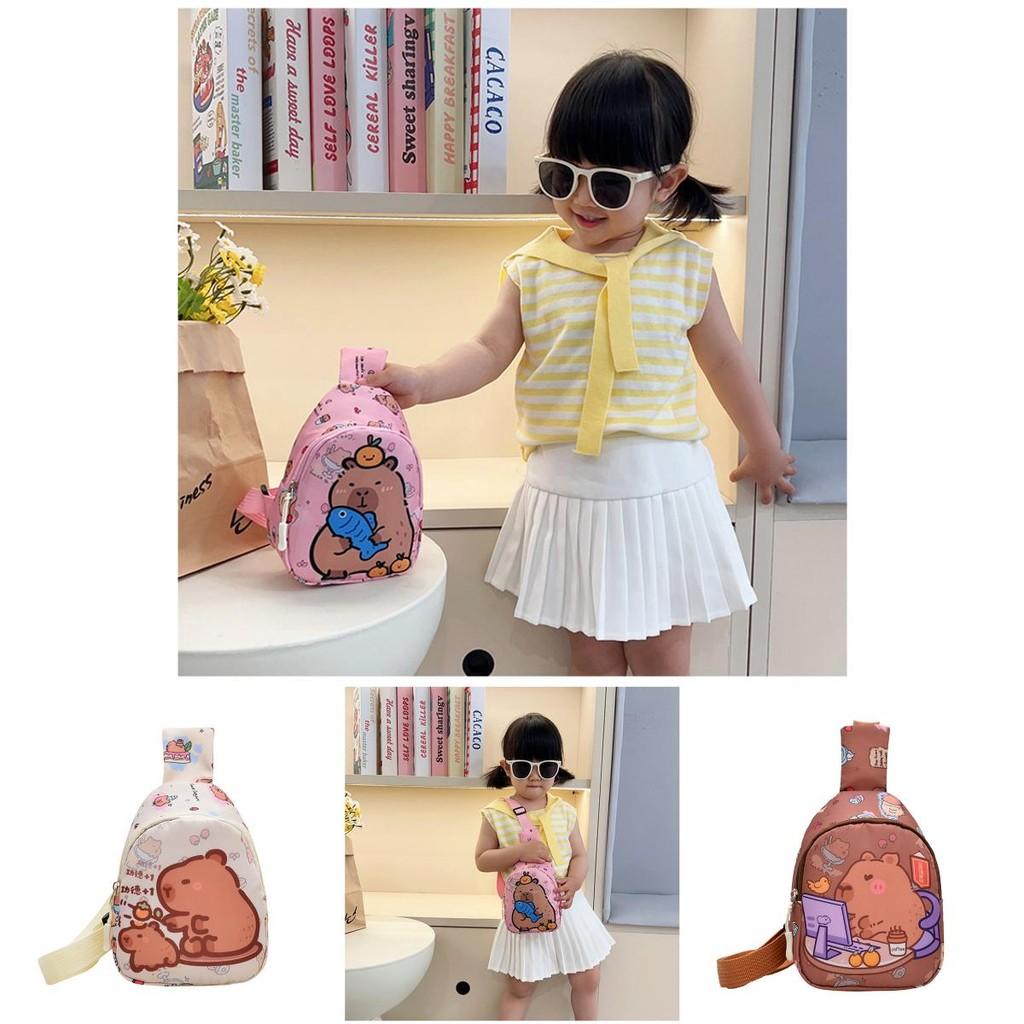 Cartoon Capybara Kids Chest Bag With Breathable Canvas For Kindergarten