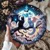 Gothic Black White Cats Metal Sign Moon Bats Decor for Home Office Garden