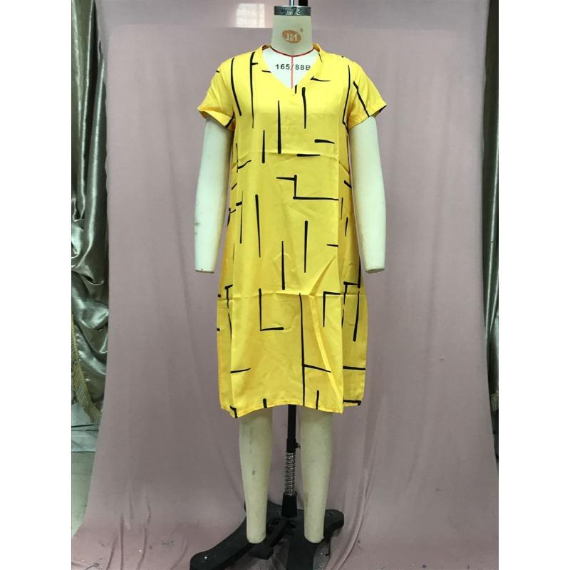 Abiti Estivi da Donna Taglie Forti Stampati Linea Ampia Scollo a V Maniche Corte