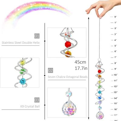 Sun Catcher Wind Chime Rainbow Manufacturing Crystal Pendant Gaze Ball Spiral Tail Wind Rotating Stabilizer Suspension