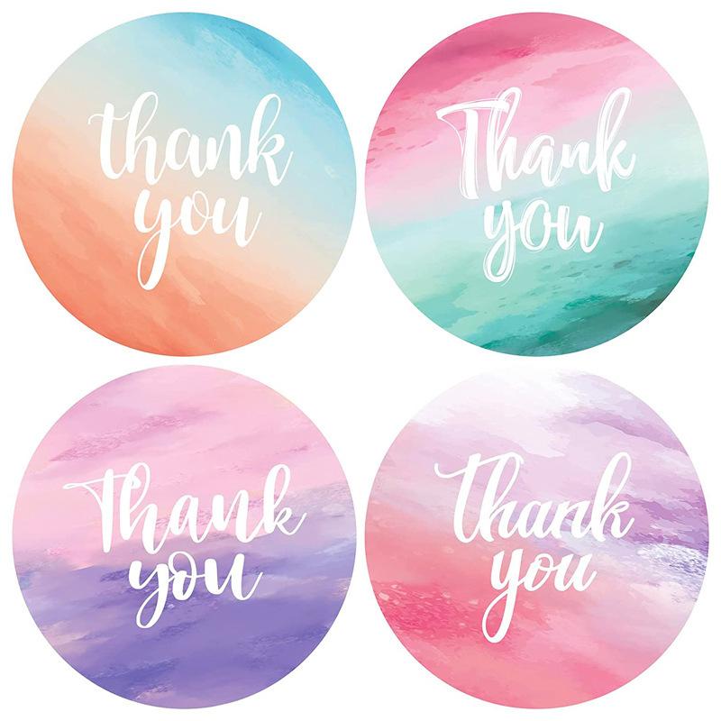 Color, Gradient Thank-you Stickers, Gift Packaging, Sealing Stickers, Decorative Stickers, Circular, Adhesive Labels