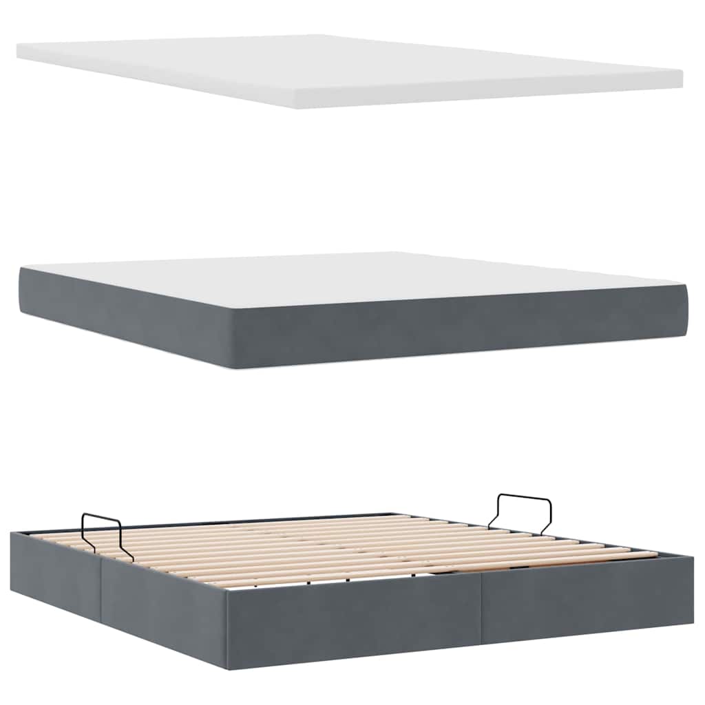 Storage Bed with Mattress Dark Gray 160 x 200 cm Velvet