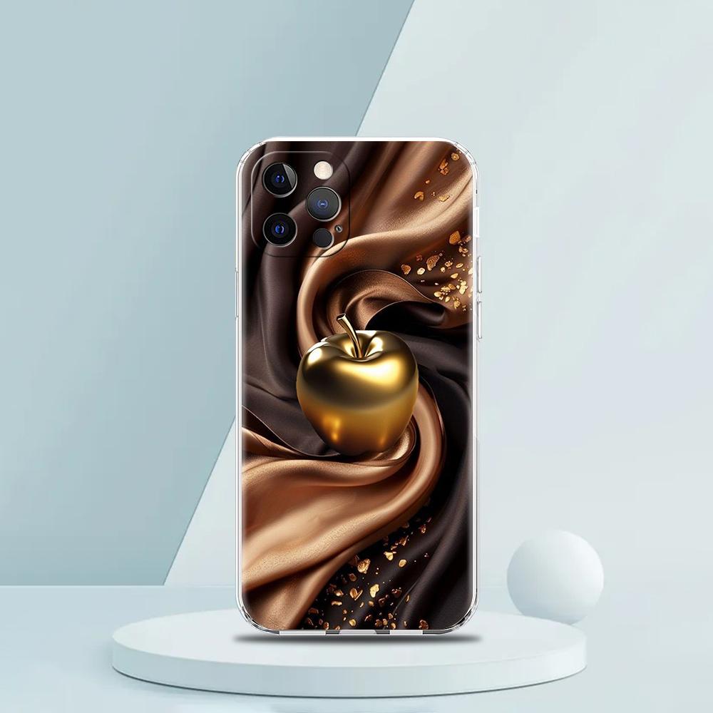 Weiche durchsichtige TPU-Handyhülle für iPhone 16 15 14 13 12 11 Pro Max XR 8 7 Plus XR Schale Glückliches Schwarzes Apfelmuster Capas