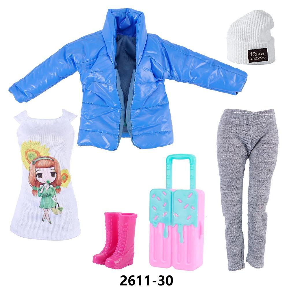 30cm Doll Clothes Fashion Luxury Fur Collar Waist Leather Trench Coat Jacket Pants Skirt Set For 1/6 Supermodel Doll Accessories