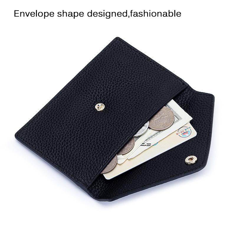 Real Leather Women Coin Purses Envelope-shaped Mini Wallet Soft First Layer of Cowhide Card Holder Brand Design Snapped Purse 2024