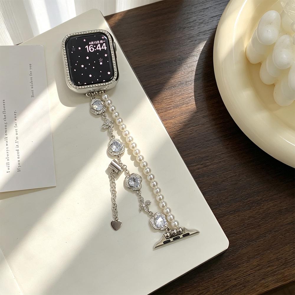 Diamond & Pearl Chain Watch Strap for Apple Watch Series 2-10