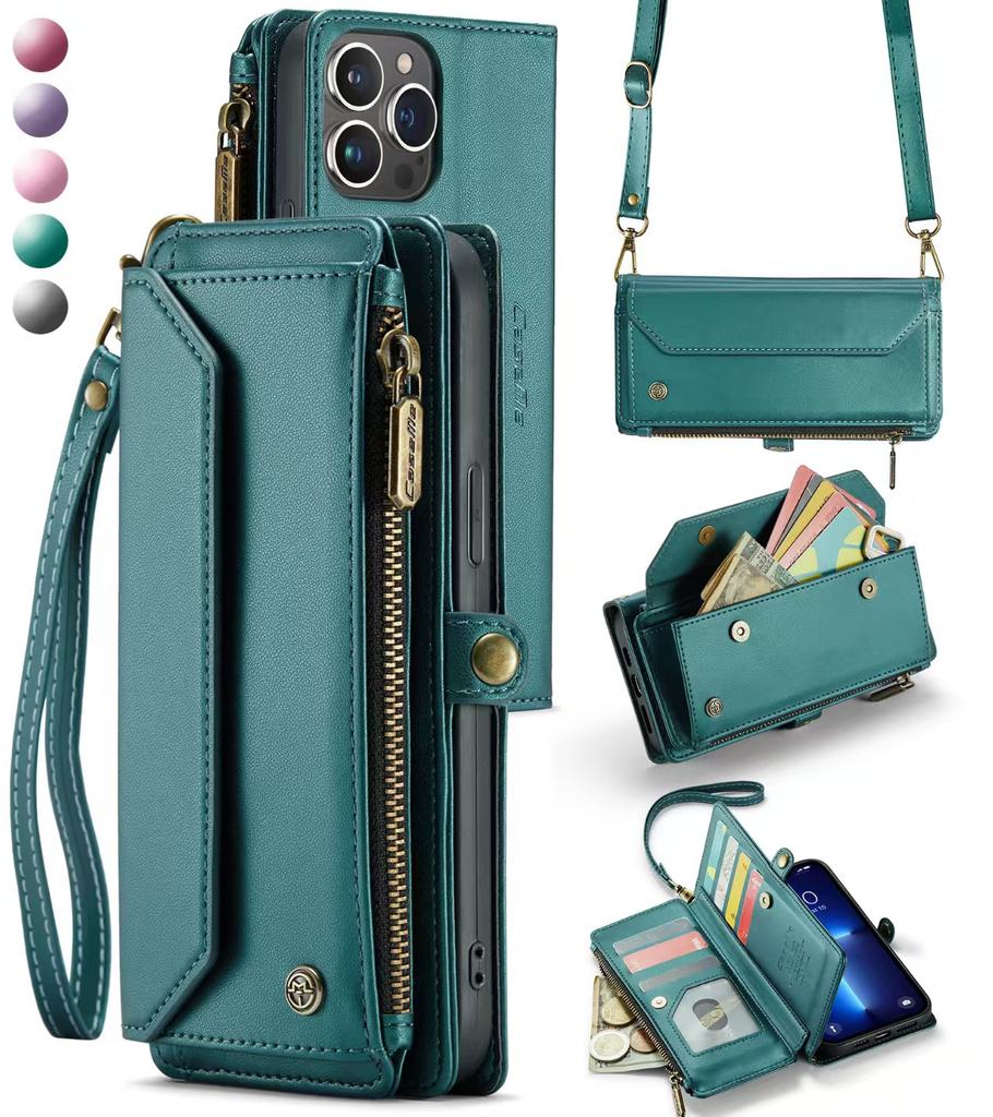 Luxury Zipper Wallet Lanyard Card Slot Multifunction Protective Cover for Samsung for Galaxy Z Fold 3 Made PU Shoulder Bag