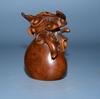 Chinese Old Boxwood Carved Exquisite Bat Money Bag Statue Figurines Lucky Gift