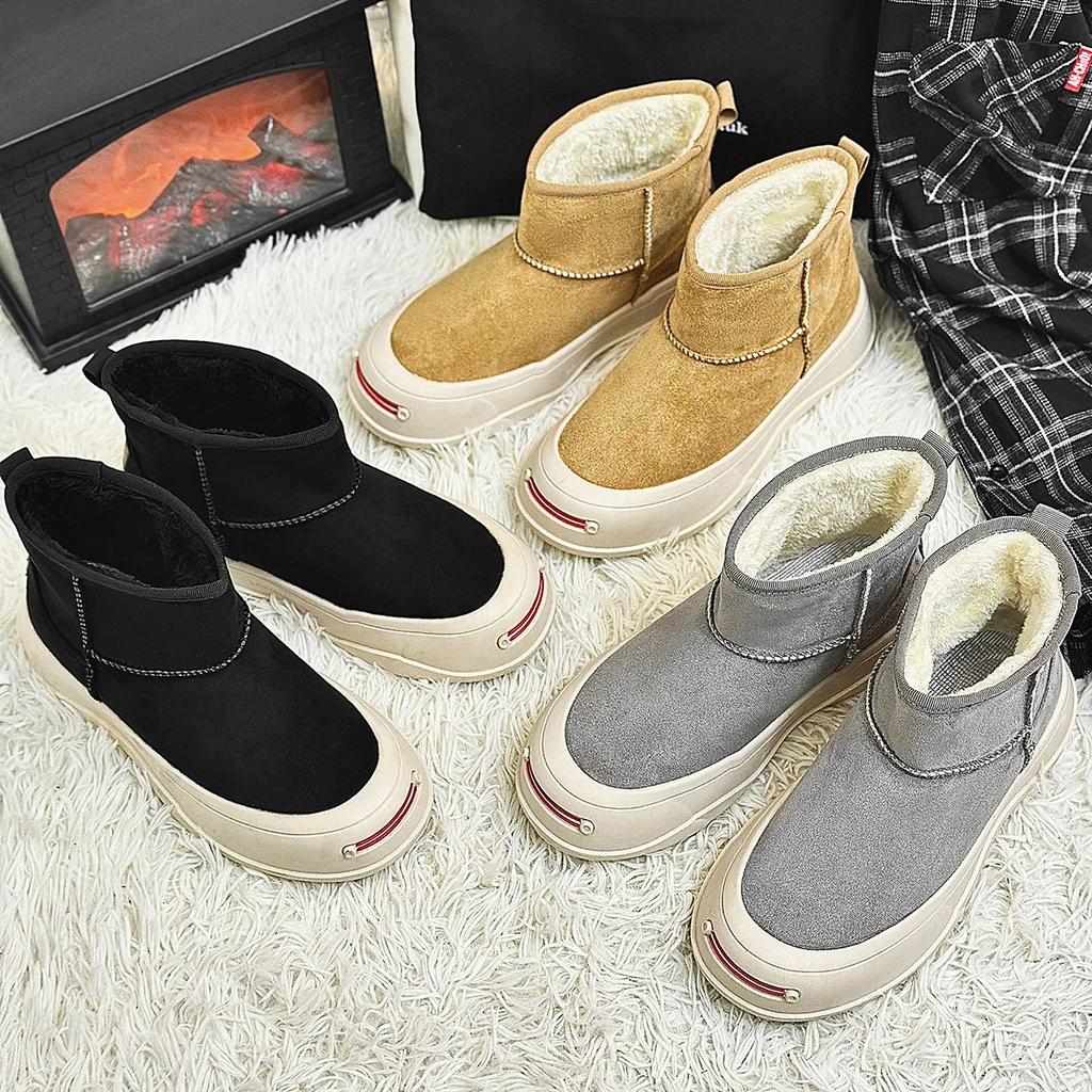 Bottes de Neige pour Homme Bottes pour Homme Style Britannique Montantes Tendance 2024 Automne/hiver Nouvelles Chaussures en Coton Chaudes et Épaisses Semelle Épaisse Coupe-vent