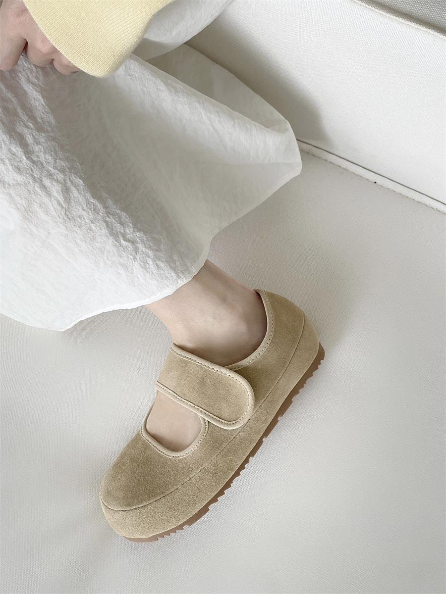 

Yellow women s flat bottom shallow mouth soft sole Doudou shoes grandma shoes single shoes 40 абрикосовый