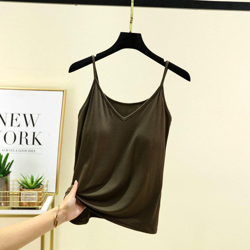 Women's Summer V-Neck Padded Camisole - Slimming Sleeveless Base Layer Top