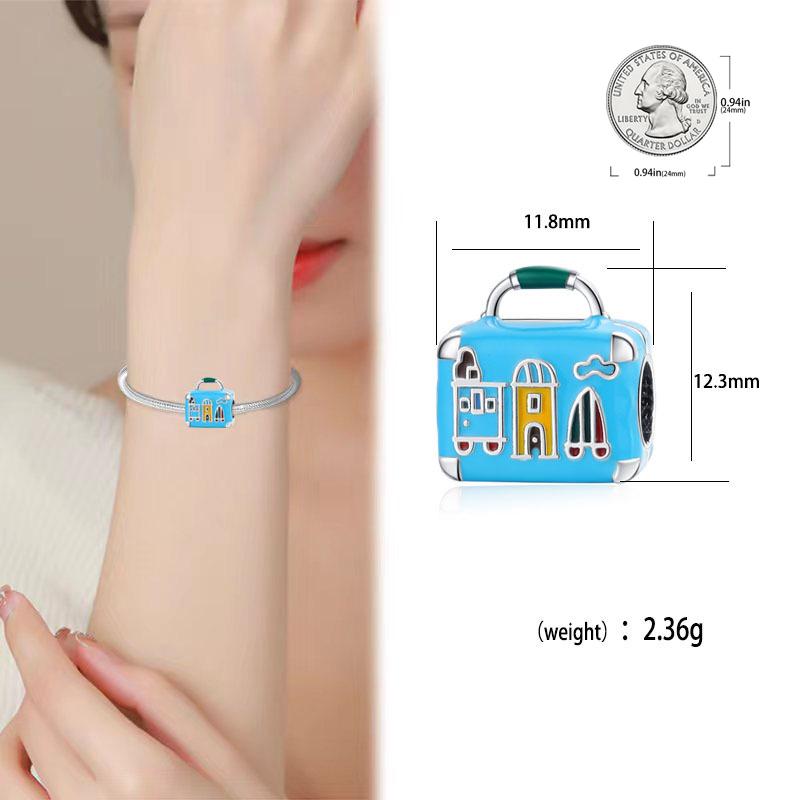 Brand New Trendy Fashion Travel Series Airplane Popular Hot Air Balloon Flag Charm Bead Component Pendant Bead Component Compatible With Authentic