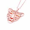 Exquisite Rose-Plated Hollow Big Leopard Head Pendant Russian Purple Gold Women'S Luxury Personalized 585 Colored Gold Necklace