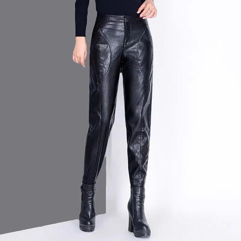 Women's High Waist Wide Leg Loose Velvet Harem Pants - Dark Color, Autumn Winter