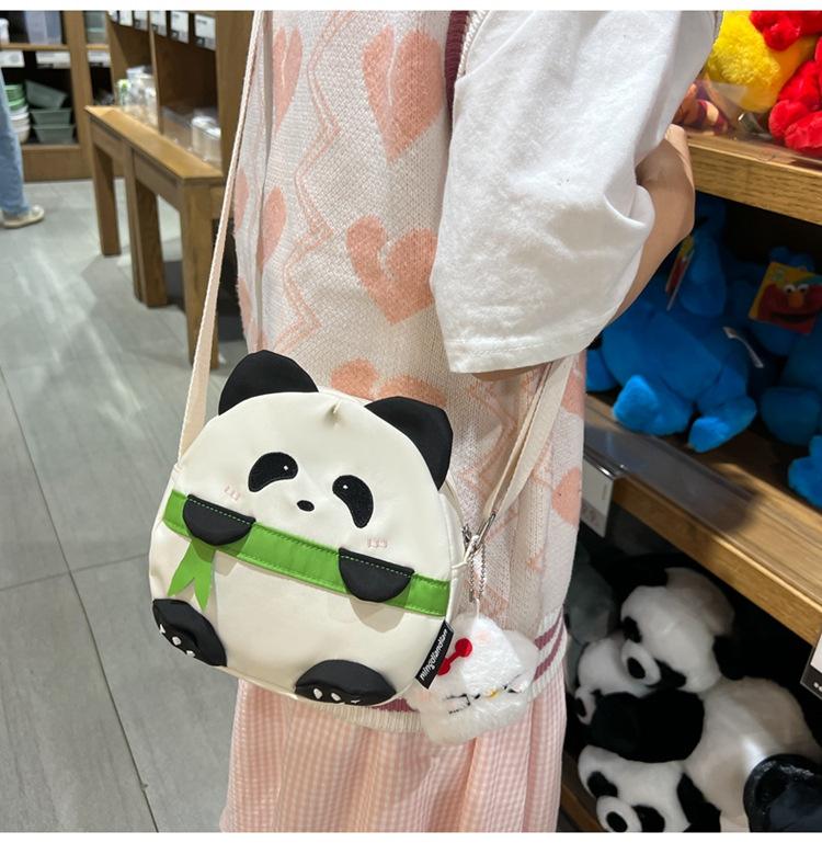 

Cute panda cartoon small satchel national style girl daily versatile storage bag student campus portable oblique span bag without pendant