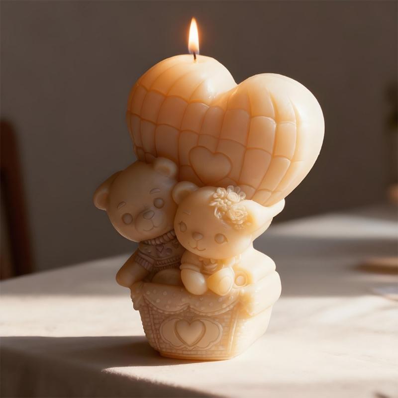 Detailed Balloon Bear Silicone Mould with Carving for Candle and Soap Making Enhances Artistic Value