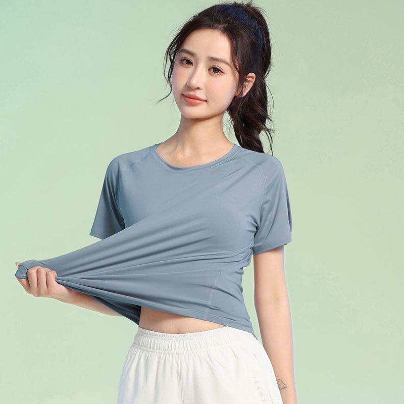 

и Свободная одежда для йоги Женская спортивная футболка с коротким рукавом 2025 Новое поступление Интернет-знаменитость Быстросохнущая одежда Утренняя одежда для бега Фитнес-одежда