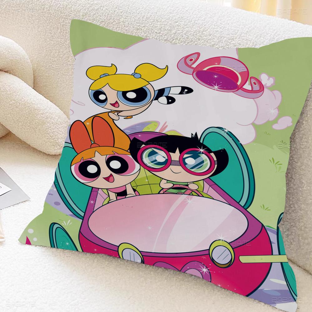 The Power-puff-Girls Decorative Room Aesthetics Pillow Case Home Decor Bedroom Sofa Bed Couch Pillow Cover 45x45