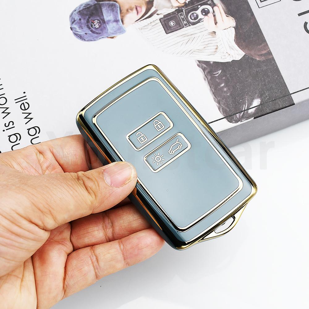 Gold Edge Tpu Shell Fob Car Smart Key Case Cover For Renault Talisman Espace Zoe Koleos Kadjar Clio Megane Scenic Dacia Sandero