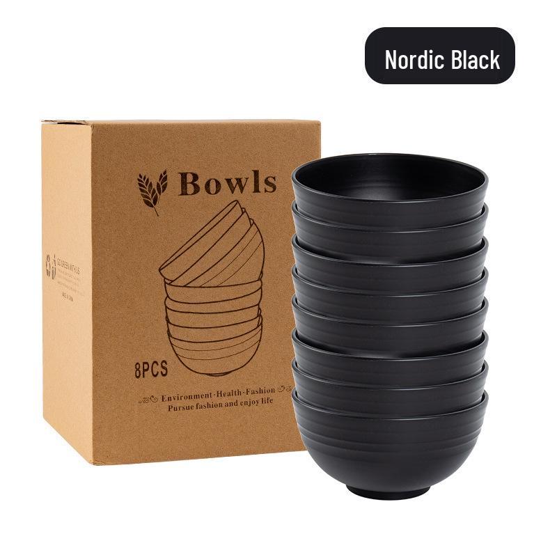 Cross-border PP Plastic Bowl Set - Multi-purpose for Dormitory: Includes Water, Fruit, Salad, Noodle, Soup, and Rice Bowls. Large Size.