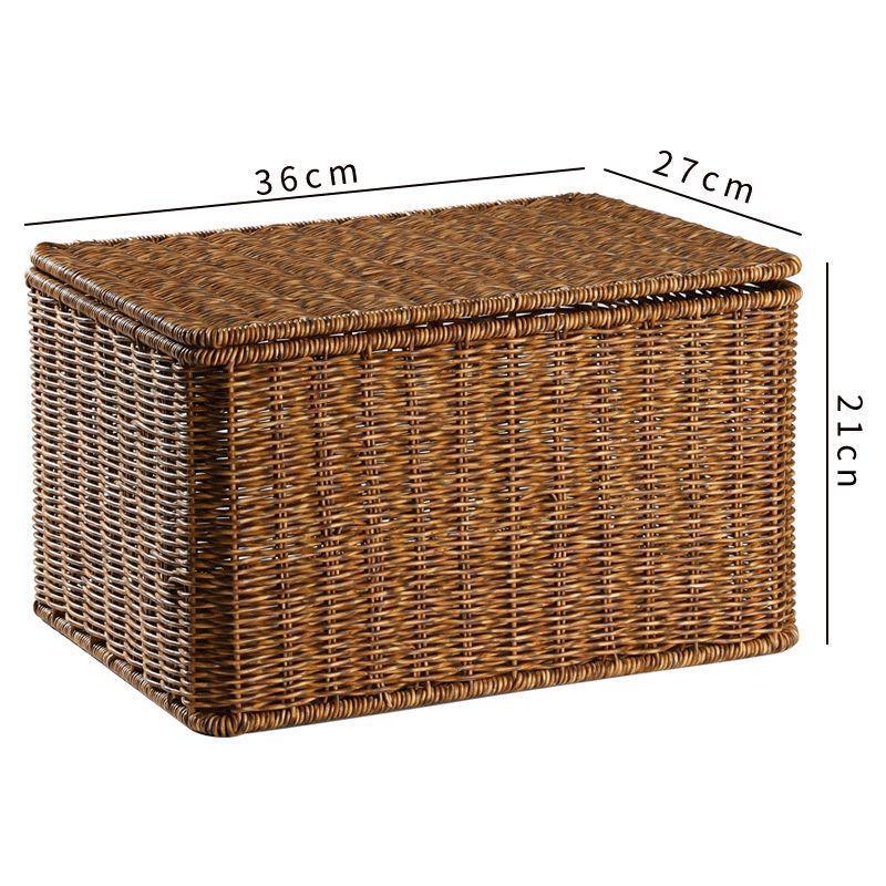 Nordic Style Rattan-Look Woven Storage Box with Lid for Bedroom and Household Organization.