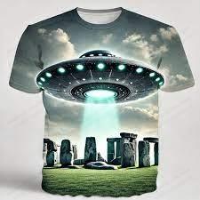 Summer UFO Alien 3d Print T-shirt Men Fashion Casual O-Neck Short Sleeve Tshirt Funny Mysterious Spaceship Tops Tees