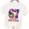 Summer Childrens Tshirt with Interesting 67digit Printed Pattern Comfortable and Soft Roundneck Top for Boys and Girls