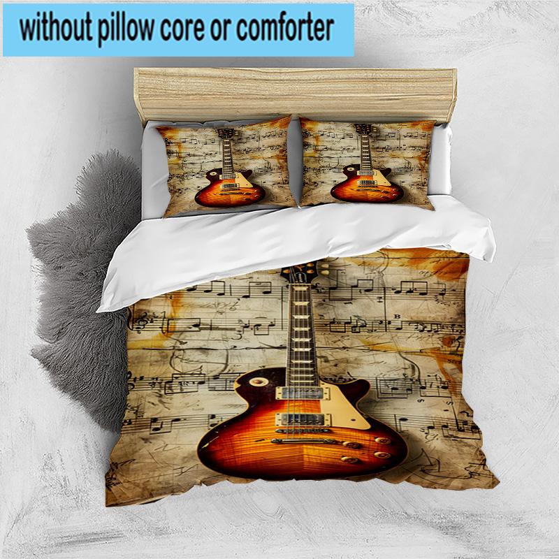 Guitar Notes Harmony 3pcs Bedding,Including 1pc Duvet Cover And 2pcs Pillowcases Perfect for Christmas,Ideal for Bedroom, Dormitory