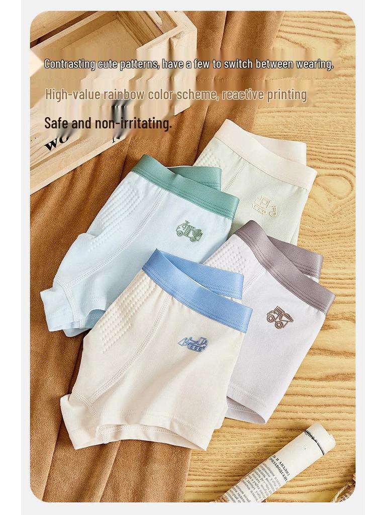 Boys' A-Class Pure Cotton Boxer Briefs - No Wedgies, Medium & Large Sizes for Growing Kids